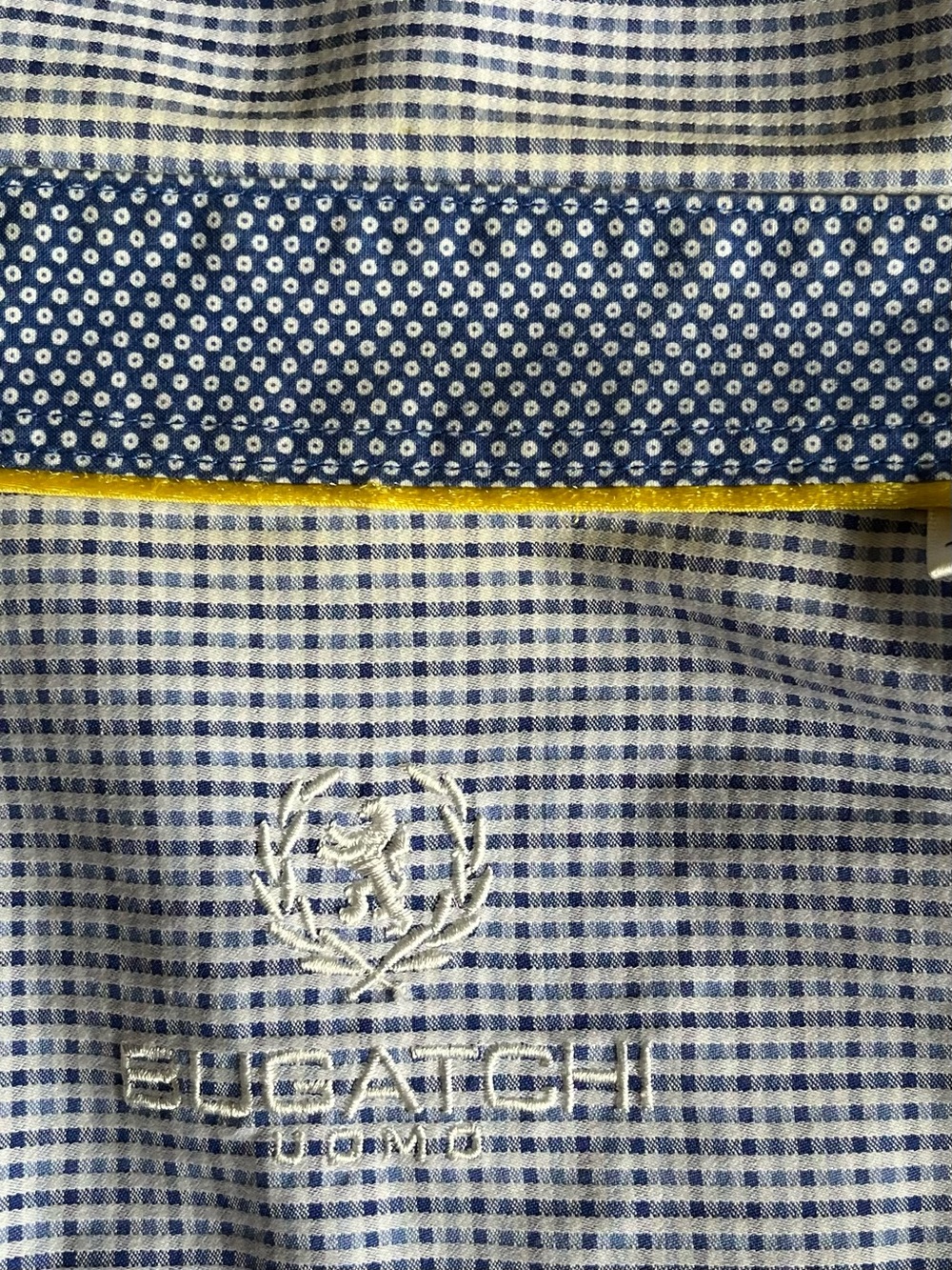 Bugatchi Uomo size 17:34/35 Blue Micro-Check Dress Shirt - Picture 3 of 9